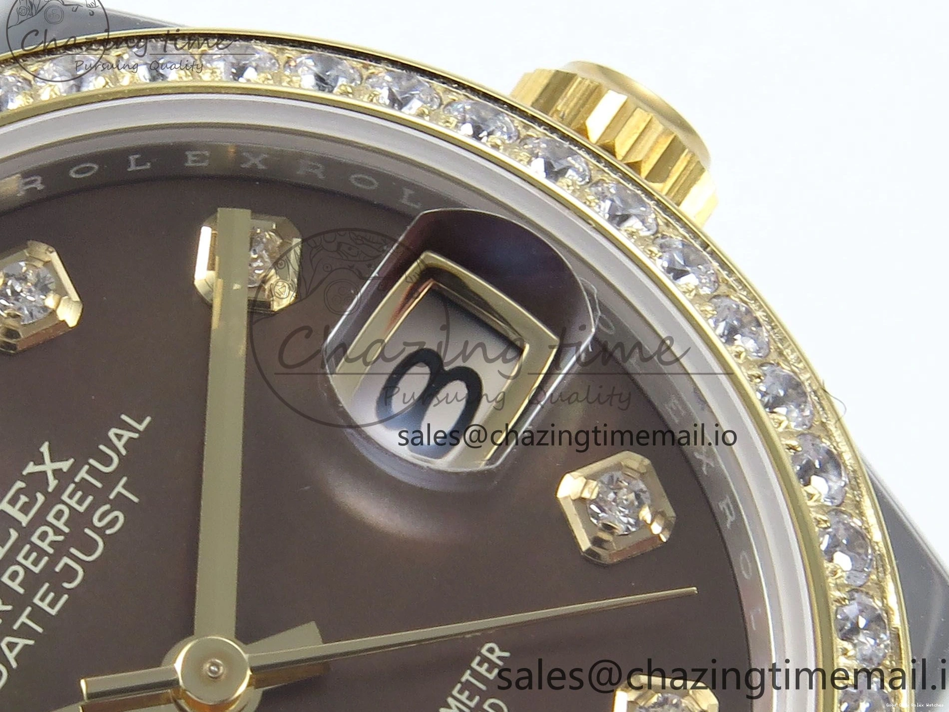 Good Copy Rolex Watches Bezel on Dial ARF Bracelet Best Snug 409 Edition Diamonds DateJust Jubilee ETA YG 1:1 Brown 904L SS Diamonds 31 278383RBR Steel 1222